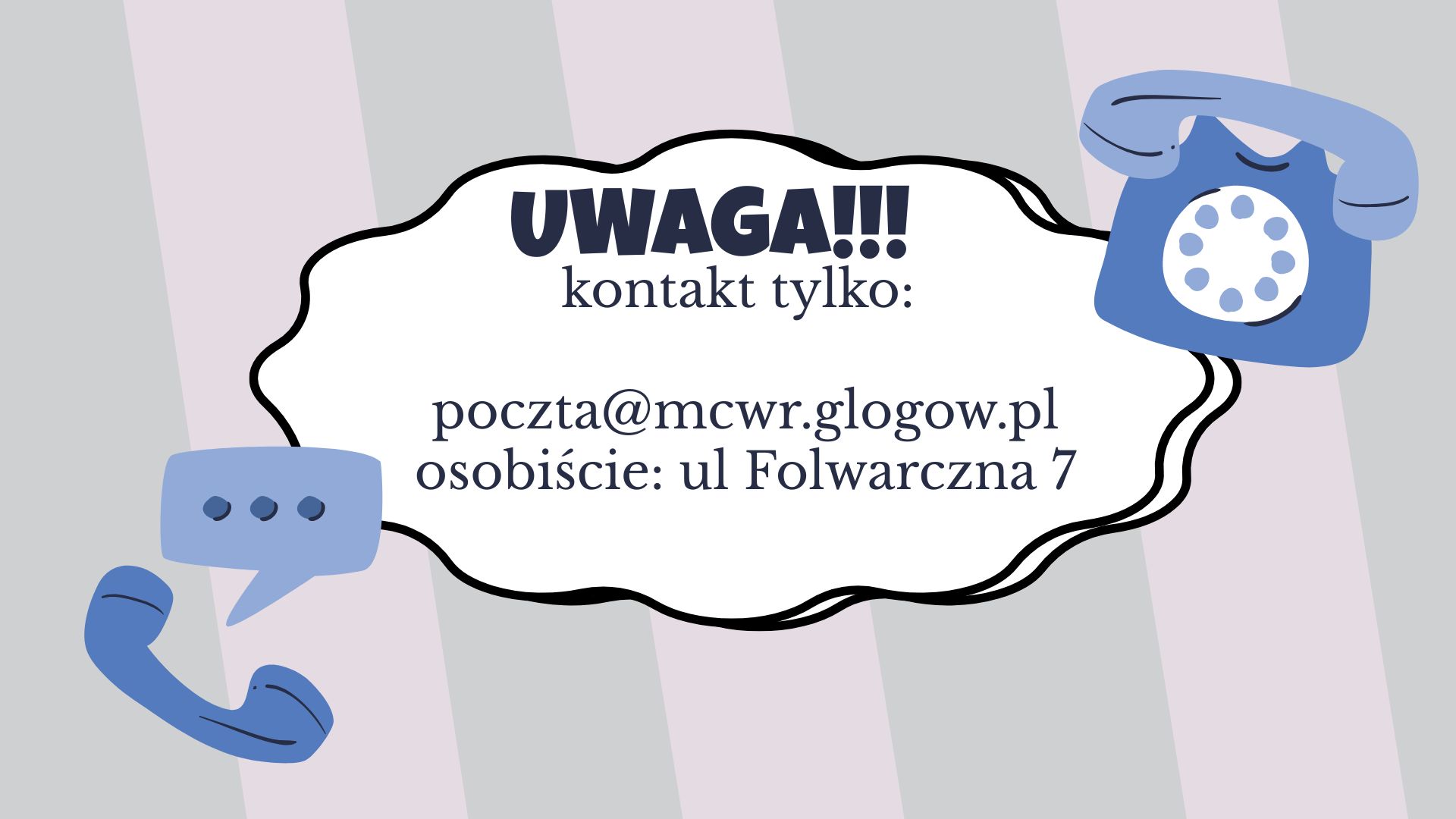 informacja na&nbsp;temat awarii telefon&oacute;w, podane adres mailowy i&nbsp;telefon do kontatku