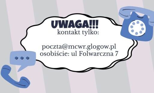 informacja o awarii telefonów, adres mailowy i adres Folwarczna 7